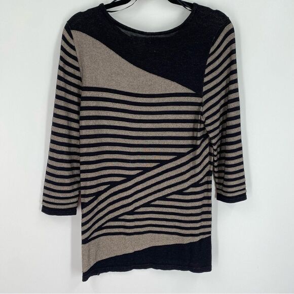 Dana Buchman Women’s Boat Neck Striped Long Sleeve Knit Tunic size L - Picture 3 of 3